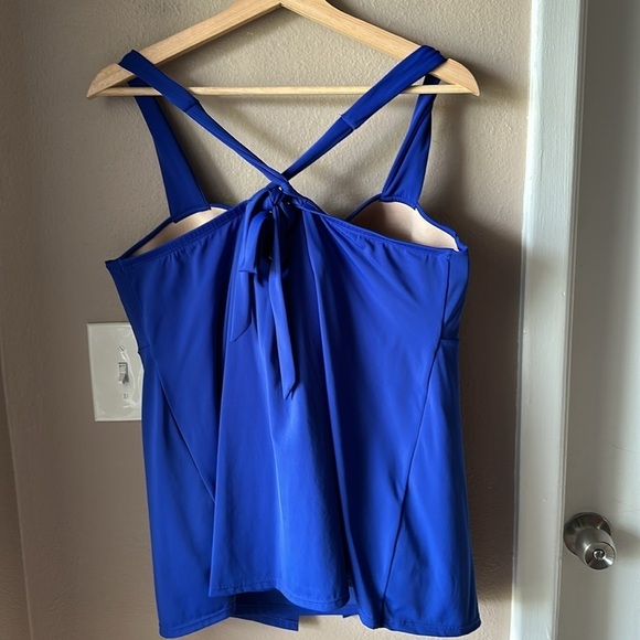 SWIM BY CACIQUE Royal Blue Cris-Cross Back Tankini Top - Picture 7 of 8